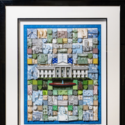 Charles Fazzino Colorful Quilted White House Art in Black Frame
